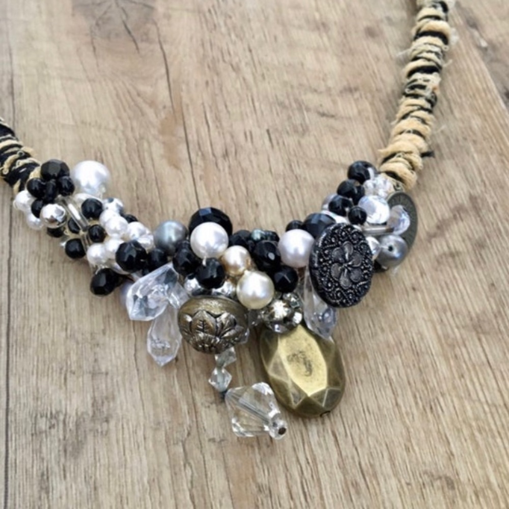 Handmade Vintage Buttons and Baubles Necklace - Picture 6 of 9